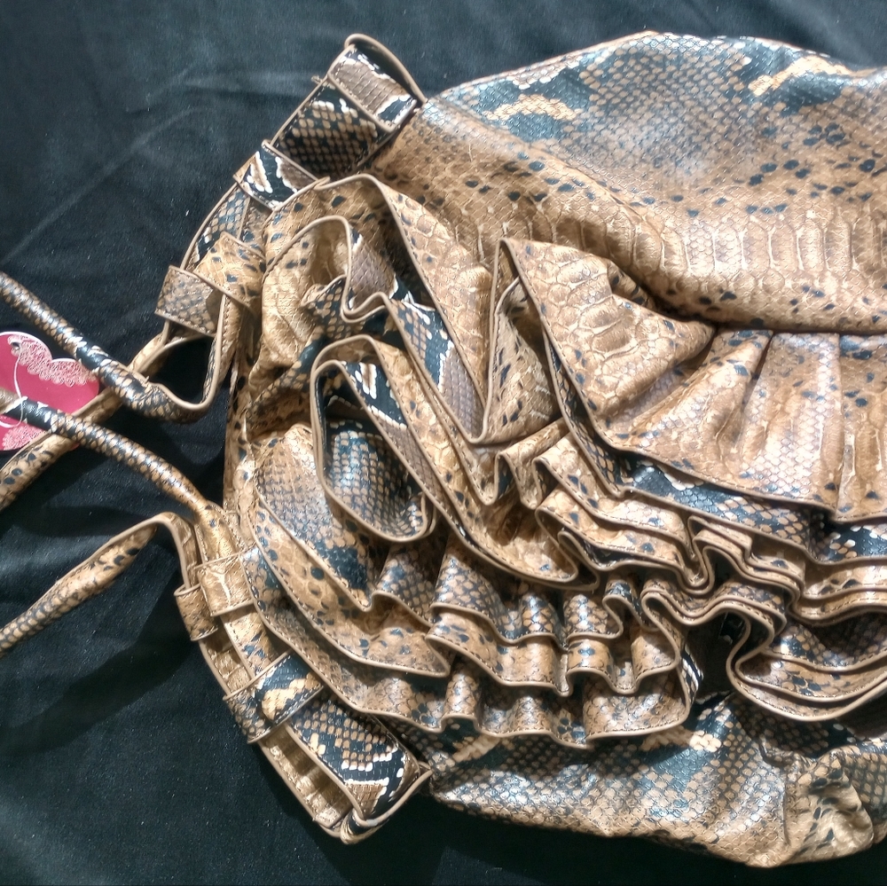 🔖Snakeskin Ruffled Handbag - Picture 2 of 16